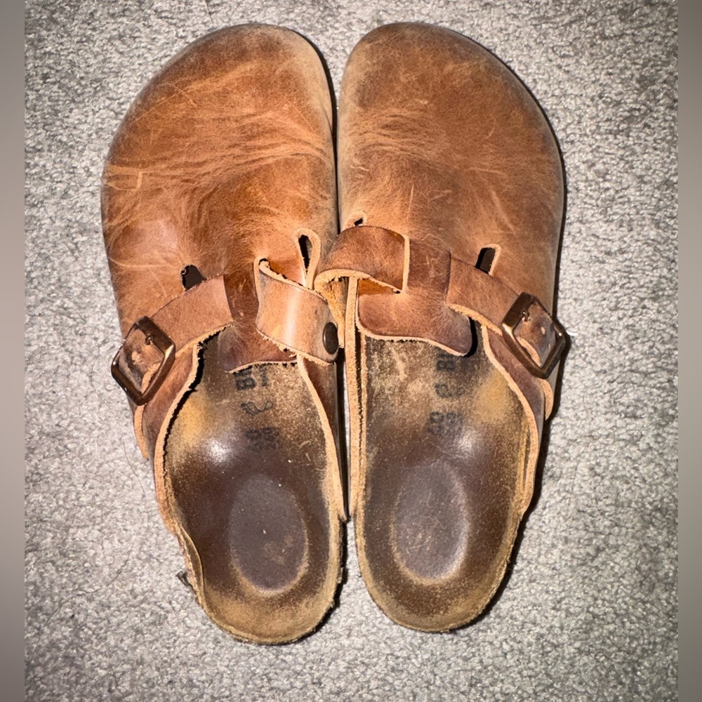 Birkenstock Brown Leather Boston Clogs